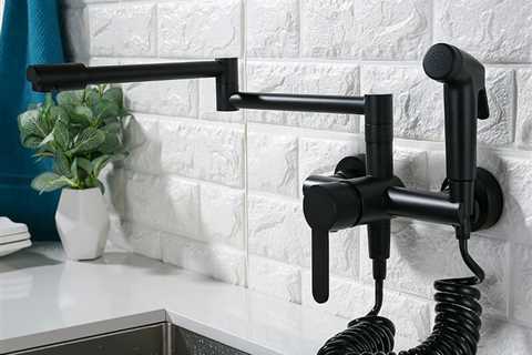 Black Wall Mounted Hot & Cold Pot Filler Mixer Tap With Spray Head