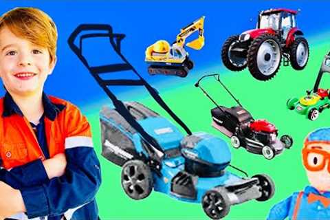 Lawn Mowers for Kids | BLiPPi Toys | Tractor Videos | min min playtime