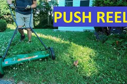 Push Reel Mower, How to Mow Long Grass: High Mowing Height, Dry Grass, Three Passes