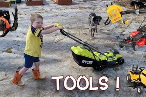 KIDS AND LAWNMOWERS - LEAF BLOWERS - Lawn mower on Ice?  Lawnmower Boy #22