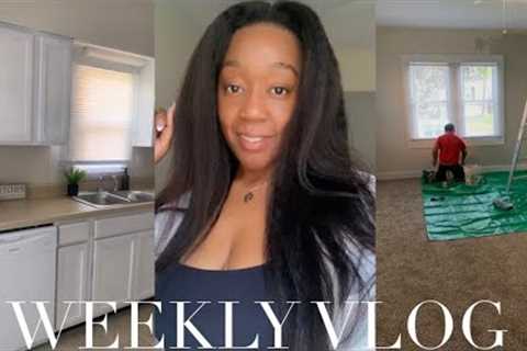 WEEKLY VLOG! NEW HOME SERIES EP: 1 DIY KITCHEN CABINET MAKEOVER |WALL UPGRADE | BATHROOM UPDATE+more