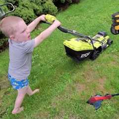 Yard Work + lawn mower videos for toddlers | Compilation of riding mower, garden tools, and more!