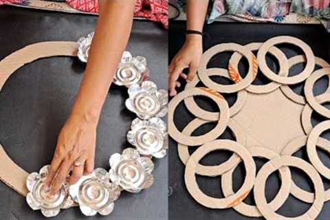 Easy and Unique wall decor ideas | Waste cardboard using ideas | Beautiful Paper Flower diy